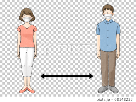 Social distance (2 people, mask, upright) - Stock Illustration ...