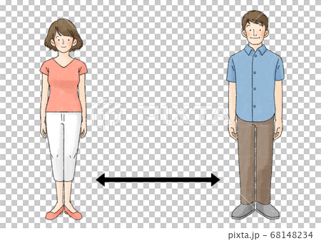 Social Distance (2 people, upright) - Stock Illustration [68148234] - PIXTA