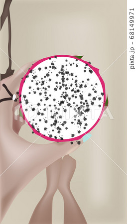 Woman hand with light blue nails holding a half of Woman hand with light blue nails holding a half of 68149971