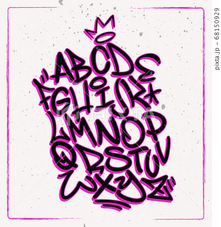 Handwritten graffiti font alphabet. Artistic hip 68150929