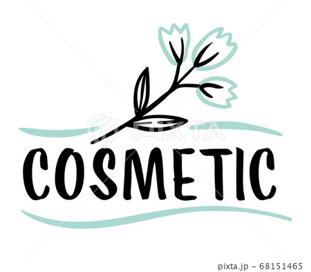Cosmetic icon, inscription with tender flower, emblem vector 68151465
