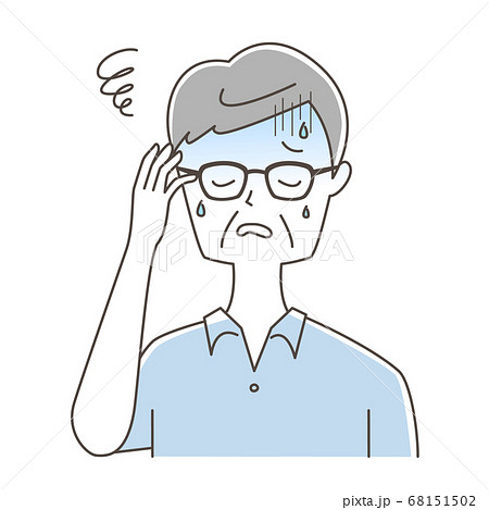 頭痛とめまいで苦しむ苦しむシニア男性 頭痛とめまいで苦しむ苦しむシニア男性 68151502