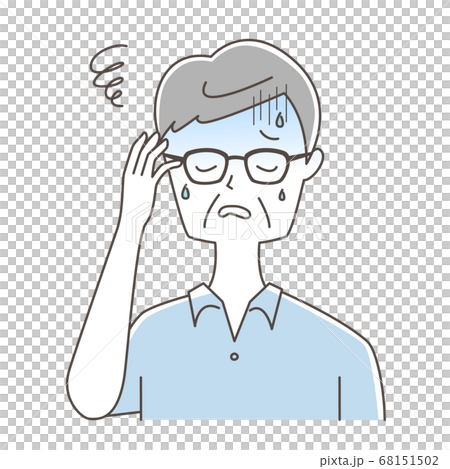 頭痛とめまいで苦しむ苦しむシニア男性 頭痛とめまいで苦しむ苦しむシニア男性 68151502