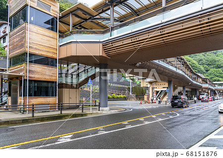 神奈川県 箱根湯本駅周辺の街並みの写真素材