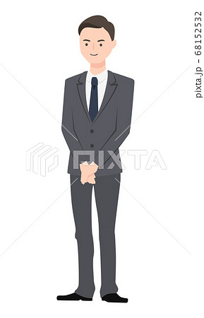 グレーのスーツを着た姿勢のいい男性のイラスト のイラスト素材