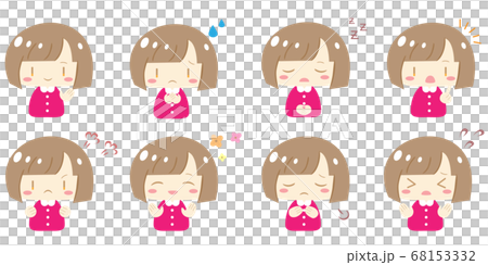 かわいい女の子の表情セット 68153332