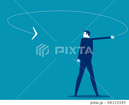 A businessman looking at the boomerang coming his A businessman looking at the boomerang coming his 68153395