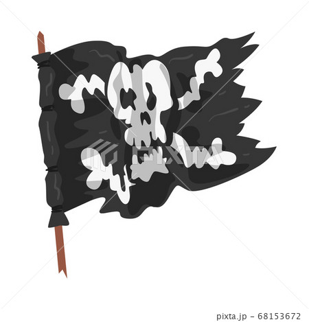 Black Pirate Flag with Skull and Bones Vector Illustration Black Pirate Flag with Skull and Bones Vector Illustration 68153672