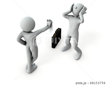 解雇通知をうけるビジネスマン。3Dレンダリング。 解雇通知をうけるビジネスマン。3Dレンダリング。 68153759