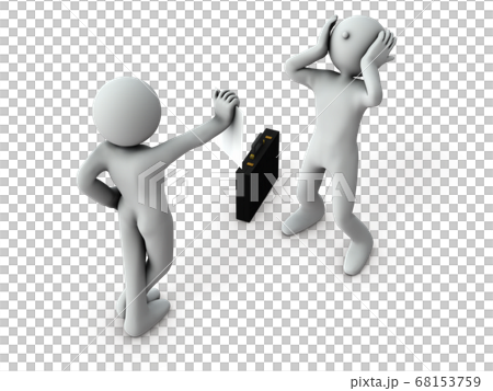 解雇通知をうけるビジネスマン。3Dレンダリング。 解雇通知をうけるビジネスマン。3Dレンダリング。 68153759