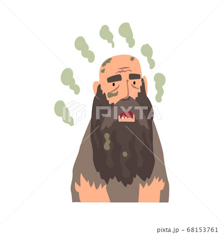Bearded Homeless Man in Dirty Clothing, Bad Smelling Guy Vector Illustration Bearded Homeless Man in Dirty Clothing, Bad Smelling Guy Vector Illustration 68153761
