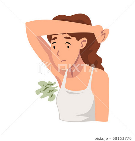 Sweating Young Woman Feeling Bad Smell Coming From Her Own Armpits Vector Illustration Sweating Young Woman Feeling Bad Smell Coming From Her Own Armpits Vector Illustration 68153776