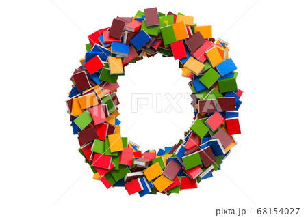 Letter O from colored books. 3D rendering Letter O from colored books. 3D rendering 68154027