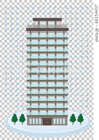 大雪の被害に遭う高層マンションのベクターイラスト 大雪の被害に遭う高層マンションのベクターイラスト 68154437