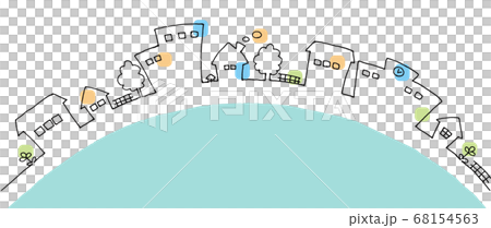 Line drawing illustration of the cityscape with color Line drawing illustration of the cityscape with color 68154563