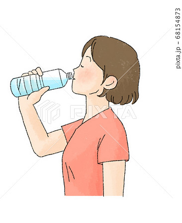 水を飲む女性のイラスト素材