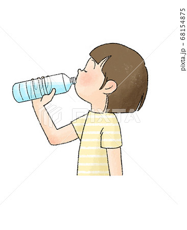 水を飲む子供 女の子 のイラスト素材