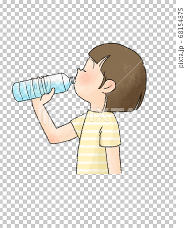 水を飲む子供 女の子 のイラスト素材