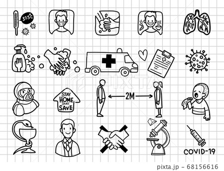 Vector illustration of Doodle cute for covid-19 , Vector illustration of Doodle cute for covid-19 , 68156616