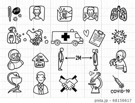 Vector illustration of Doodle cute for covid-19 , 68156617