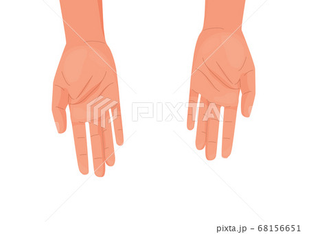 Help offer concept background isolated on white. Outstretched hands in a gesture of offering assistance. Two human palms. View from above. Vector illustration in simple flat cartoon style 68156651