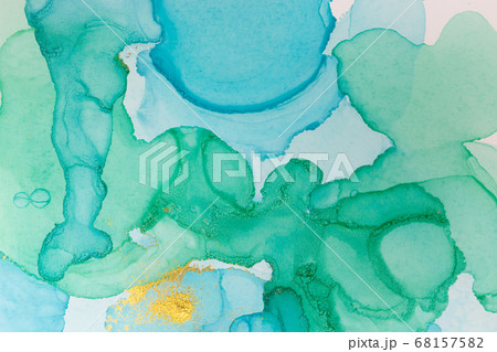 Alcohol ink blue abstract background. Ocean style watercolor texture. Blue and gold paint stains illustration Alcohol ink blue abstract background. Ocean style watercolor texture. Blue and gold paint stains illustration 68157582