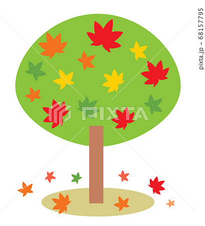秋に色づいたカラフルな紅葉の木のイラスト素材