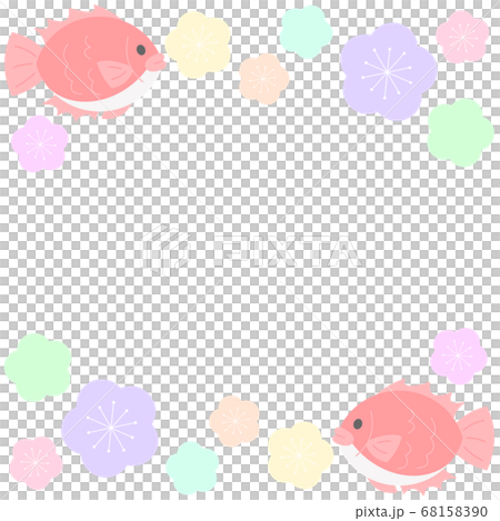 Frame of pastel plum and sea bream square Frame of pastel plum and sea bream square 68158390