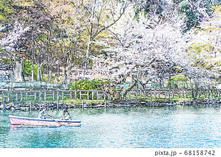 【春爛漫】桜満開の池のボート【色鉛筆】 【春爛漫】桜満開の池のボート【色鉛筆】 68158742