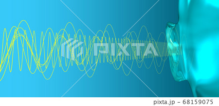 Human ear with incoming vibrations in different frequencies  68159075