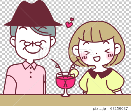 ドリンクを二人で飲むカップル のイラスト素材