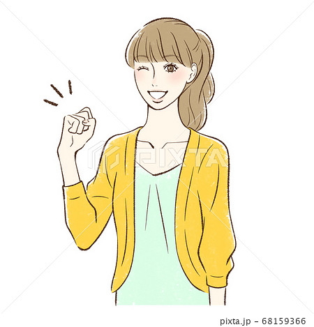 ガッツポーズする女性 68159366