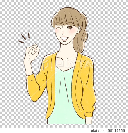 ガッツポーズする女性 68159366