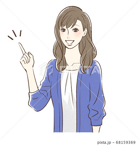 笑顔で指をさす女性 笑顔で指をさす女性 68159369
