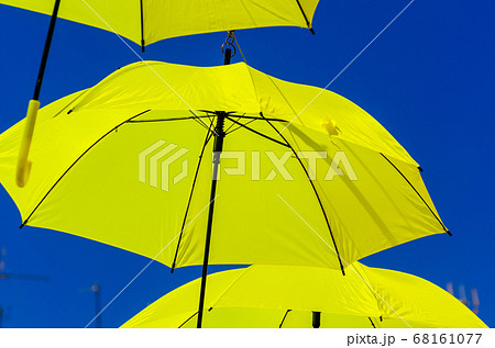 Colourful umbrellas urban street decoration. Colourful umbrellas urban street decoration. 68161077