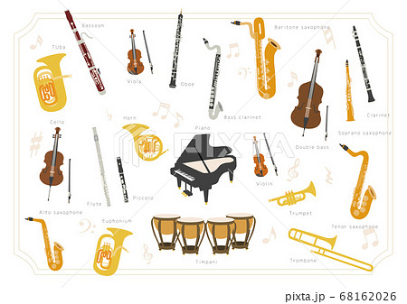 【楽器】オーケストラ、ブラスバンド　基本編成楽器のベクターイラスト 68162026