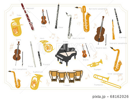 楽器 オーケストラ ブラスバンド 基本編成楽器のベクターイラストのイラスト素材 68162026 Pixta
