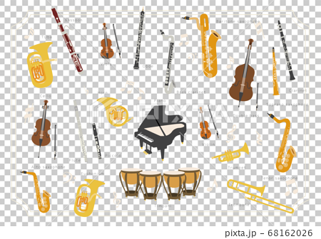 楽器 オーケストラ ブラスバンド 基本編成楽器のベクターイラストのイラスト素材