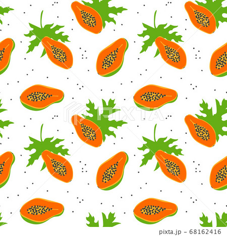 Seamless Pattern With Cute Papaya Fruitのイラスト素材