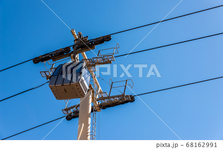 cableway against the sky, transport at height and 68162991