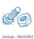 Bolt and nut sketch. The elements for infographics with a hand-drawing style. 68163883