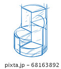 Comparison chart in the form of a divided cylinder. Element for infographics in the hand drawing style. 68163892