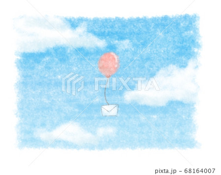 水彩風　背景素材　空と風船メール 68164007