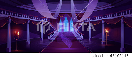 Hall interior with ghost in medieval castle 68165113