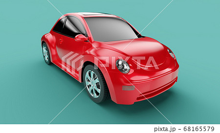 Front view of eco red concept car on green background 68165579