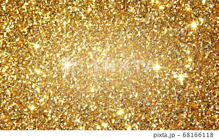 Golden glitter shining background, abstract sparkling texture, festive christmas decor with gold lights, vector illustration. 68166118