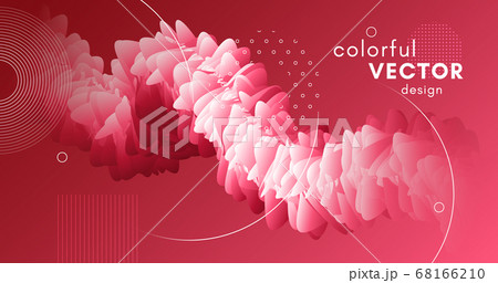 Flowing Fluid. 3d Design. Red Dynamic Template.  68166210
