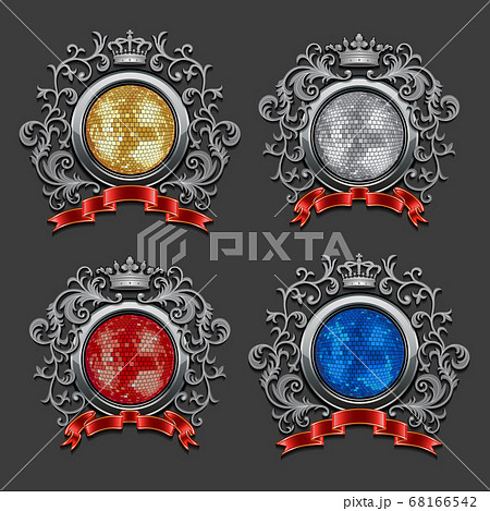 Set of disco balls. Coat of arms. Vector illustration. 68166542