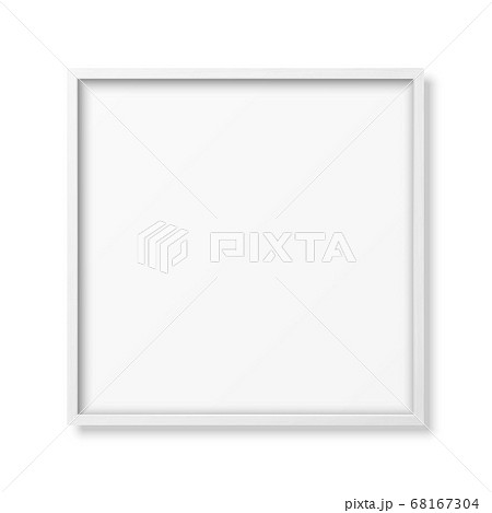 Vector 3d Realistic Square White Wooden Simple Modern Frame Icon Closeup Isolated on White. It can be used for presentations. Design Template for Mockup, Front View 68167304