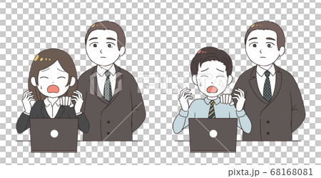 上司にクビを言われ悲しむ会社員 68168081